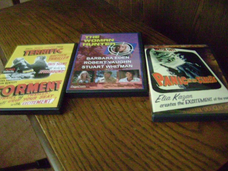 LOT OF 3 CLASSIC THRILLERS--WOMAN HUNTER, TORMENT, PANIC IN STREETS