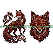 Tribal Red Fox Vinyl Decal Sticker 2 Pack B