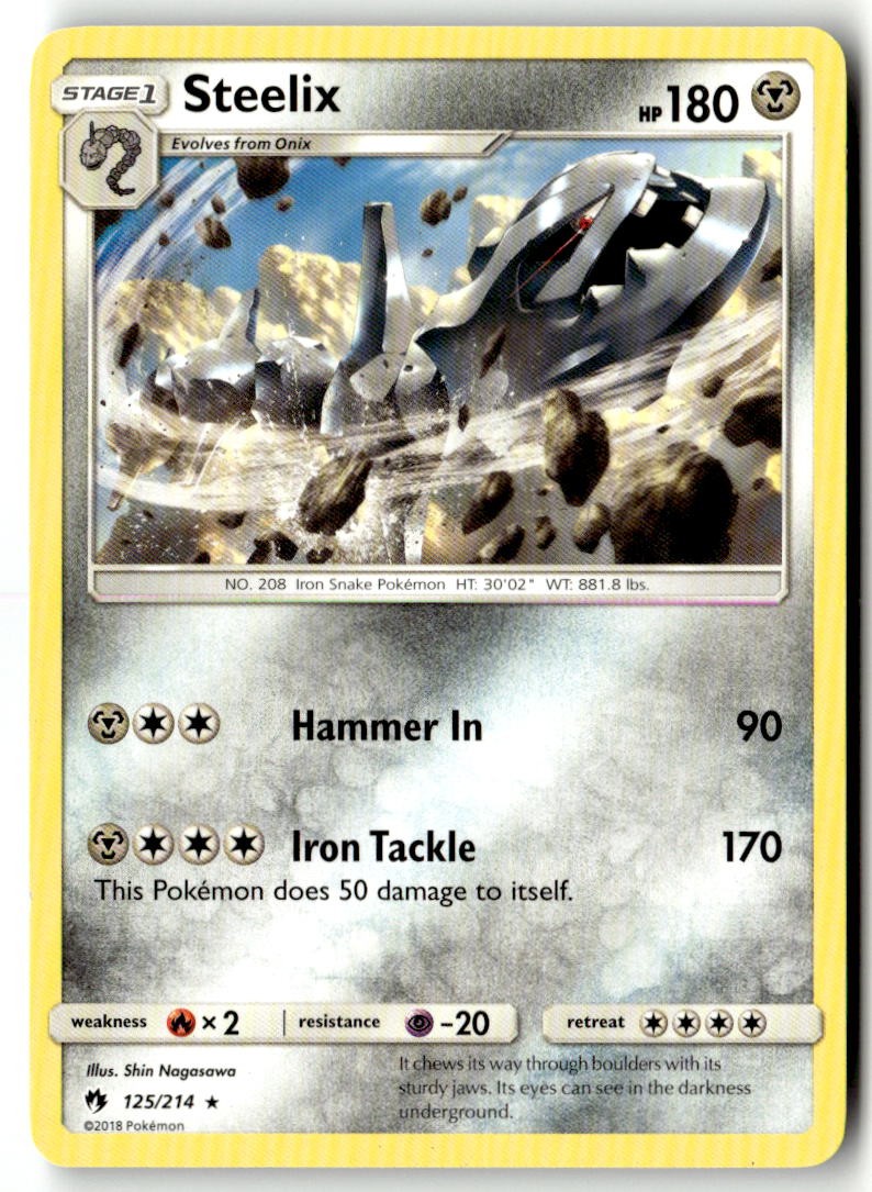 Steelix 125/214 Rare SM - Lost Thunder Pokemon Near Mint