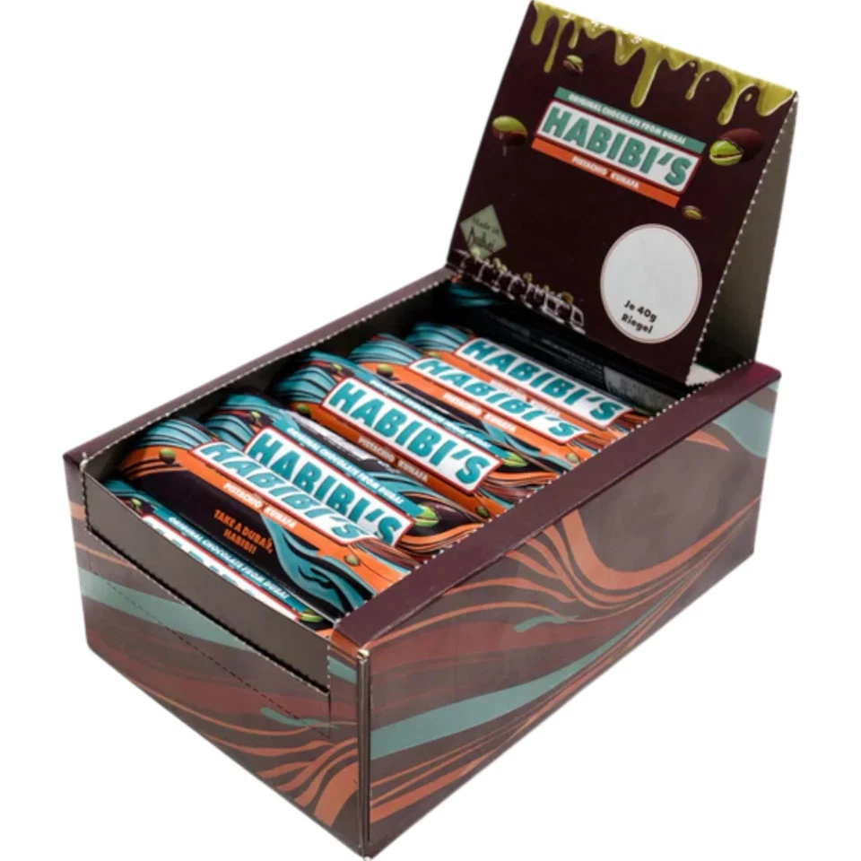 Crema Halal Habibi's Dubai Chocolate CrunchyXPistachio, Paquete de 24, 40 gramos cada una Foto 2 de 4