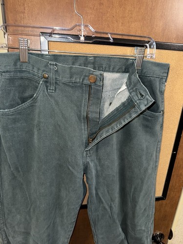 vintage 80’s 33x32 Fade Green wrangler cowboy cut jeans, Whiskered USA 13MWZ - Picture 11 of 14