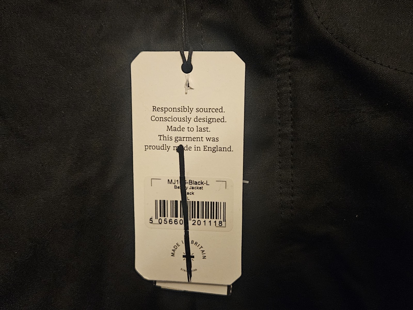 PEREGRINE Bexley Waxed Water Resistant Cotton Jacket Black Large L NWT New