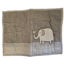Pottery Barn Gray Elephants Elephant Crib Quilt  Pillow Sham NEW