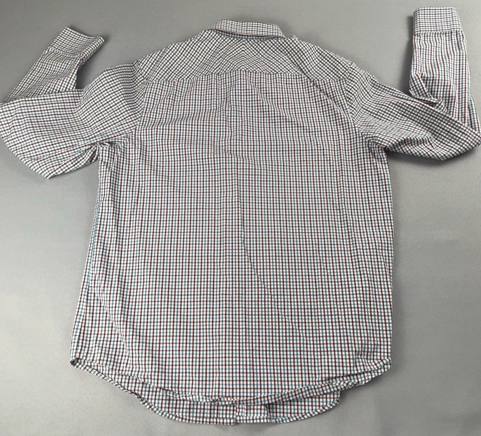 Camisa Penguin by Munsingwear Para Hombre Grande Roja Azul Cuadros Calce Ajustado Con Botones Foto 3 de 4