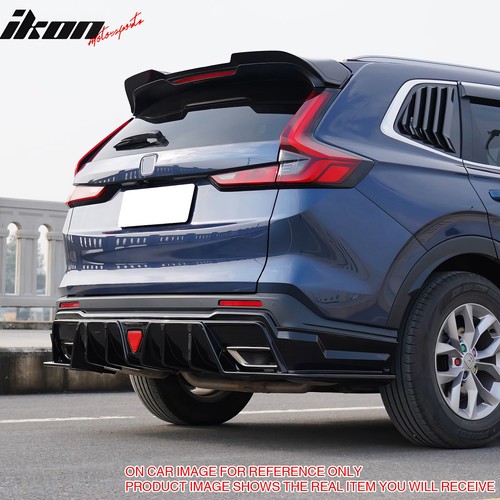 Fits 23-25 Honda CR-V Hybrid IKON Matte Black Rear Bumper Lip Diffuser PP W/ LED - Picture 7 of 8