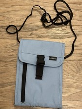 L L Bean Crossbody Travel Wallet Fold Up Organizer Zip Blue Black Bag