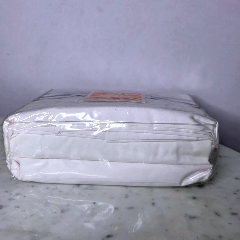 Juego completo de sábanas Martha Stewart Everyday 4 piezas a rayas azul blanco mezcla de algodón NUEVO Foto 4 de 4