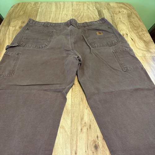 Carhartt Mens Brown Denim Work Carpenter Pants Jeans 42x30 Dungaree Fit B11 CHT - Bild 6 von 7