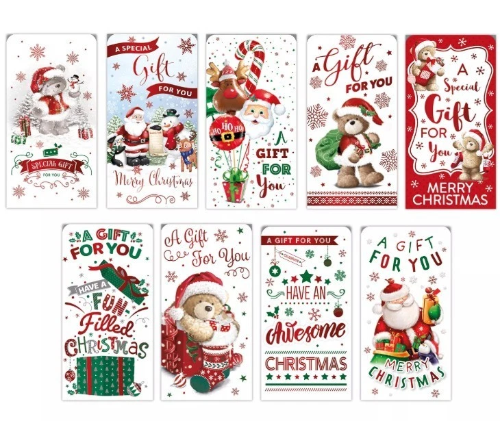 BGC 9 X Christmas Money Wallets With Envelopes Cute Design Cash Voucher Gift Card