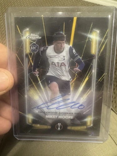 Mikey Moore 2024-25 Topps Chrome UCC Gold Lazer Auto /50 Tottenham HS RARE 📈🔥