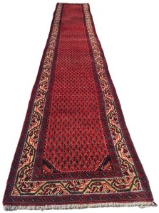 Hand Knotted Vintage Sultanabad Badam Gul Mir Wool Area Runner Rug 16 x 3 Ft