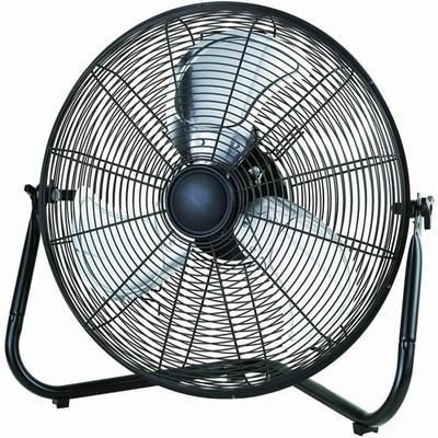 Mainstays 20'' 3-Speed High Velocity Tiltable Black Steel Floor Fan