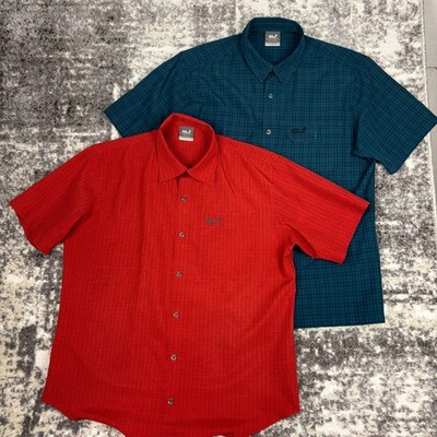 Konvolut aus 2x Jack Wolfskin Travel/Outdoor Herren Kurzarm Hemd Shirt L Kariert