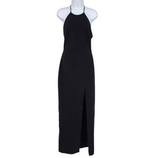 Likely Black Richie Braided Strap Halter Gown Side Slit Open Back Dress Size 4