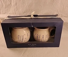 Rae Dunn Sugar & Cream Sugar Bowl and Creamer Set Combo Ceramic Farmhouse  NIB