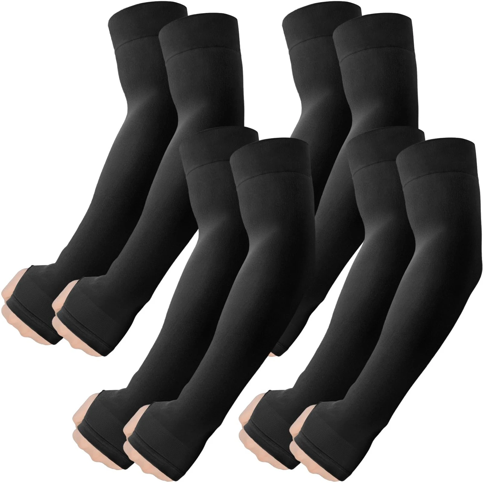 4 pairs arm warmers with thumb hole, UPF 50+ UV protection, summer sports for adults...
