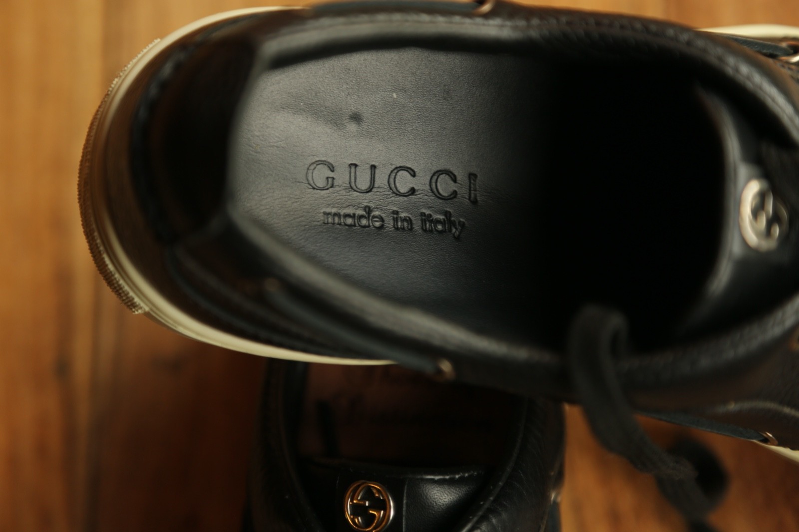 Gucci Black Leather Trainers Boat Shoes Men's UK 7 G US 8 EU 41 thumbnail 9