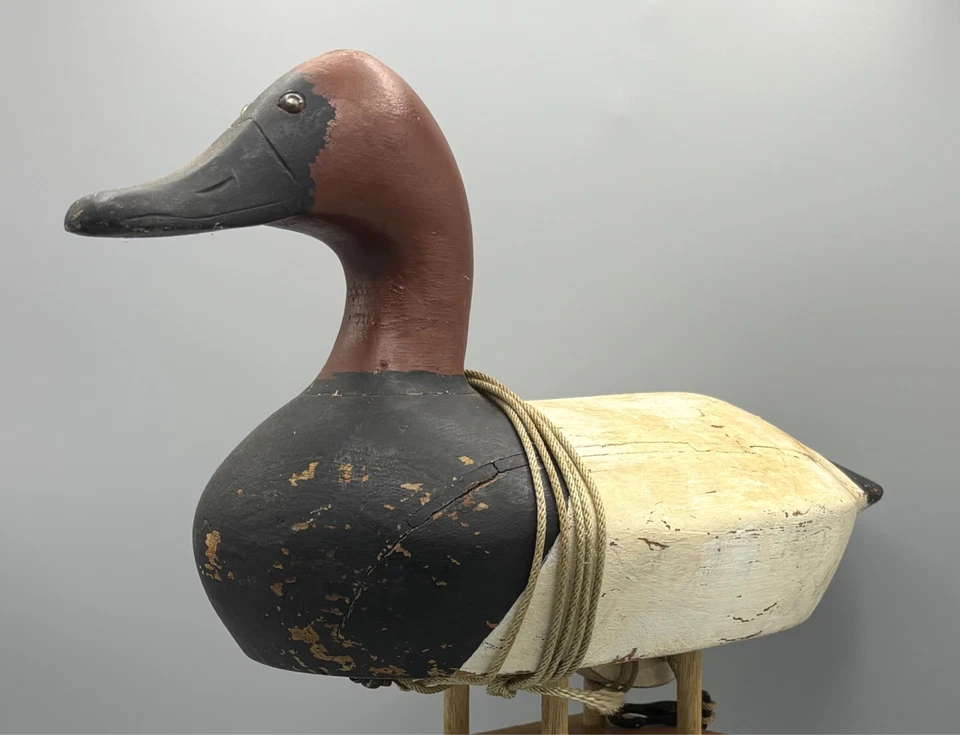 ***BUD BISHOP*** (SENECA LAKE, NY) SEÑUELO DE PATO ANTIGUO DRAKE CON RESPALDO DE LONA Foto 4 de 4