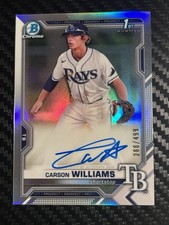 2021 Bowman Draft Carson Williams Chrome 1st Refractor Auto /499Tampa Bays Rays