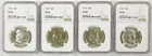 LOT OF 4 PROOF FRANKLIN HALF DOLLARS!GRADED PF62-PF65! MIRROR MIRROR! NR #G2277