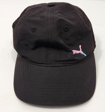 Puma One Size OS Black Cap Hat Pink Logo Cat Lightweight