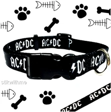 AC DC Logo  Adjustable  DOG Head COLLAR Durable Stylish [M 13.5"-22"] NEW w/Tags