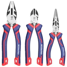WORKPRO Pliers Set, Pliers Set, 3 Piece Set, Strong Pliers, Radio Pliers, Diagon