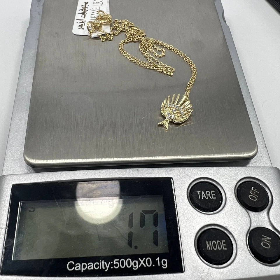 New 14K Solid Gold Italian Necklace Elegant – Eye & Rays Diamond Pendant 1.7g - Изображение 4 из 4