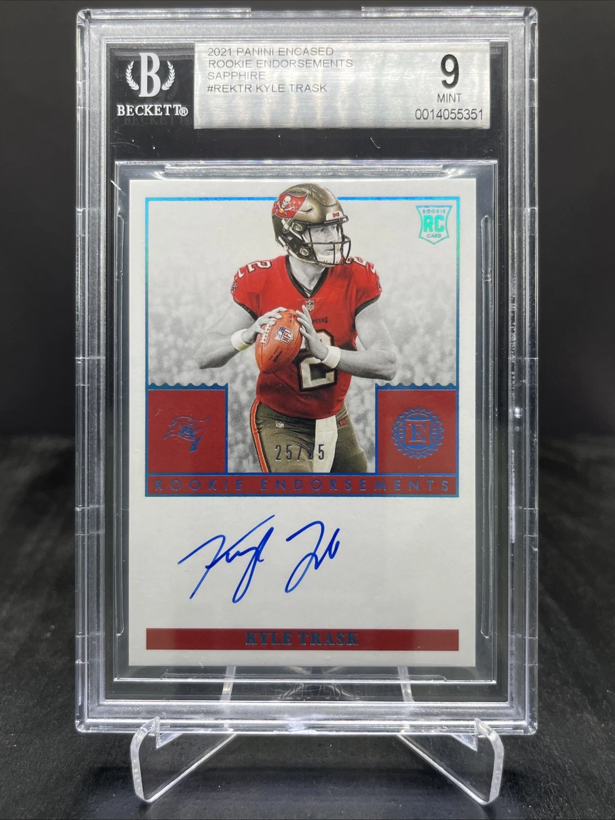 Kyle Trask Panini Encased Rookie Endorsements #REKTR Sapphire