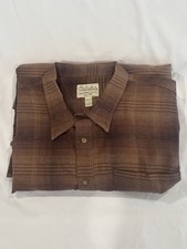 Cabelas Long Sleeve Brown Plad Button Down Shirt Legendary Quality Sz 4XL/4TG