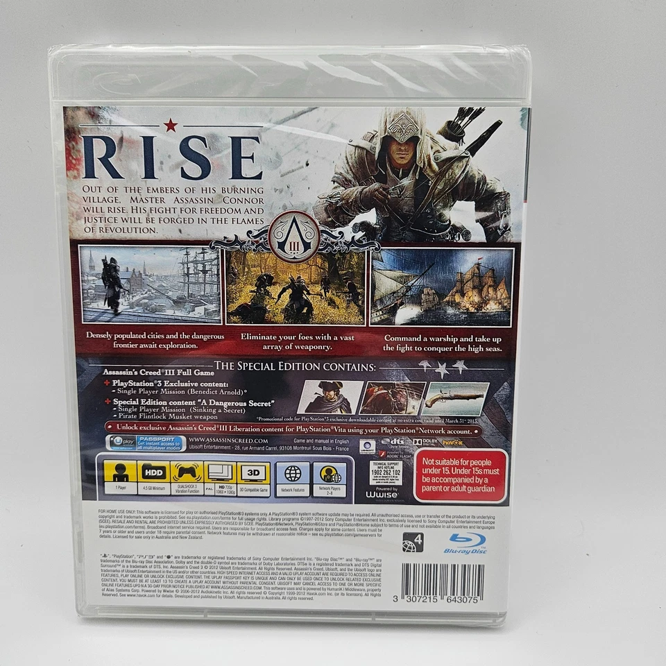 Assassins Creed III PlayStation 3 New/Factory Sealed PS3 PAL - Image 2 of 4