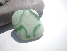 Sea Glass, Opaque White with Green Swirls