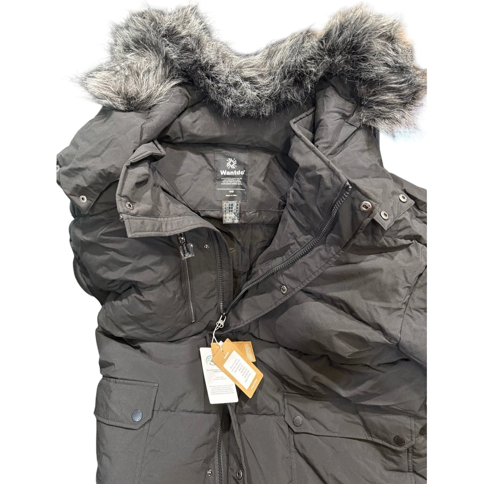 wantdo Men's Winter Jacket Thicken Winter Coat Warm Puffer Jacket with Faux Fur - product detail image 7