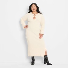 Women's Ribbed Maxi Dress - Future Collective Cream XXL