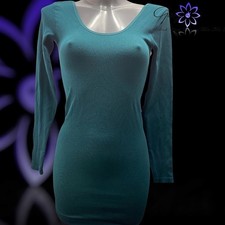 Urban Outfitters Long Sleeve Dress Ribbed Scoop Neck Mini Dress Green Size S