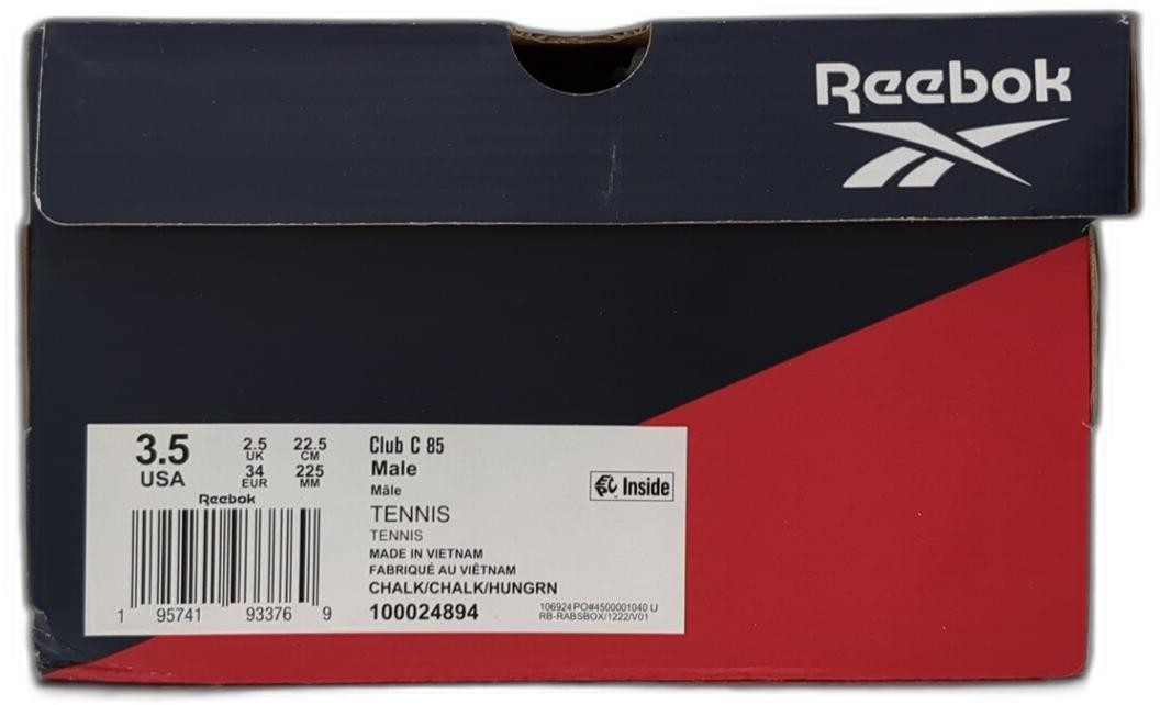 Reebok Men's Club C 85 Sneaker,chalk/chalk/hunter Green,3.5