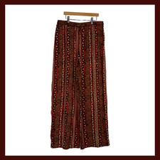Vintage 90s Tribal Print Rayon Pants USA Made High Rise Wide Leg Large
