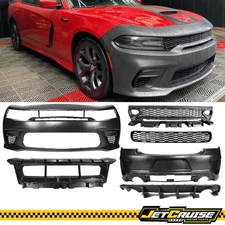 Fits 15-23 Dodge Charger Widebody Style Front & Rear Bumper+Diffuser+SRT Grille