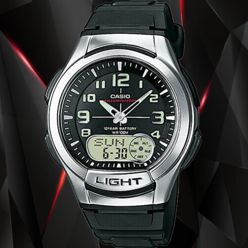 Casio AQ-180W-1BV Mens Analog Digital Sports Databank Watch LED World Time  New | eBay