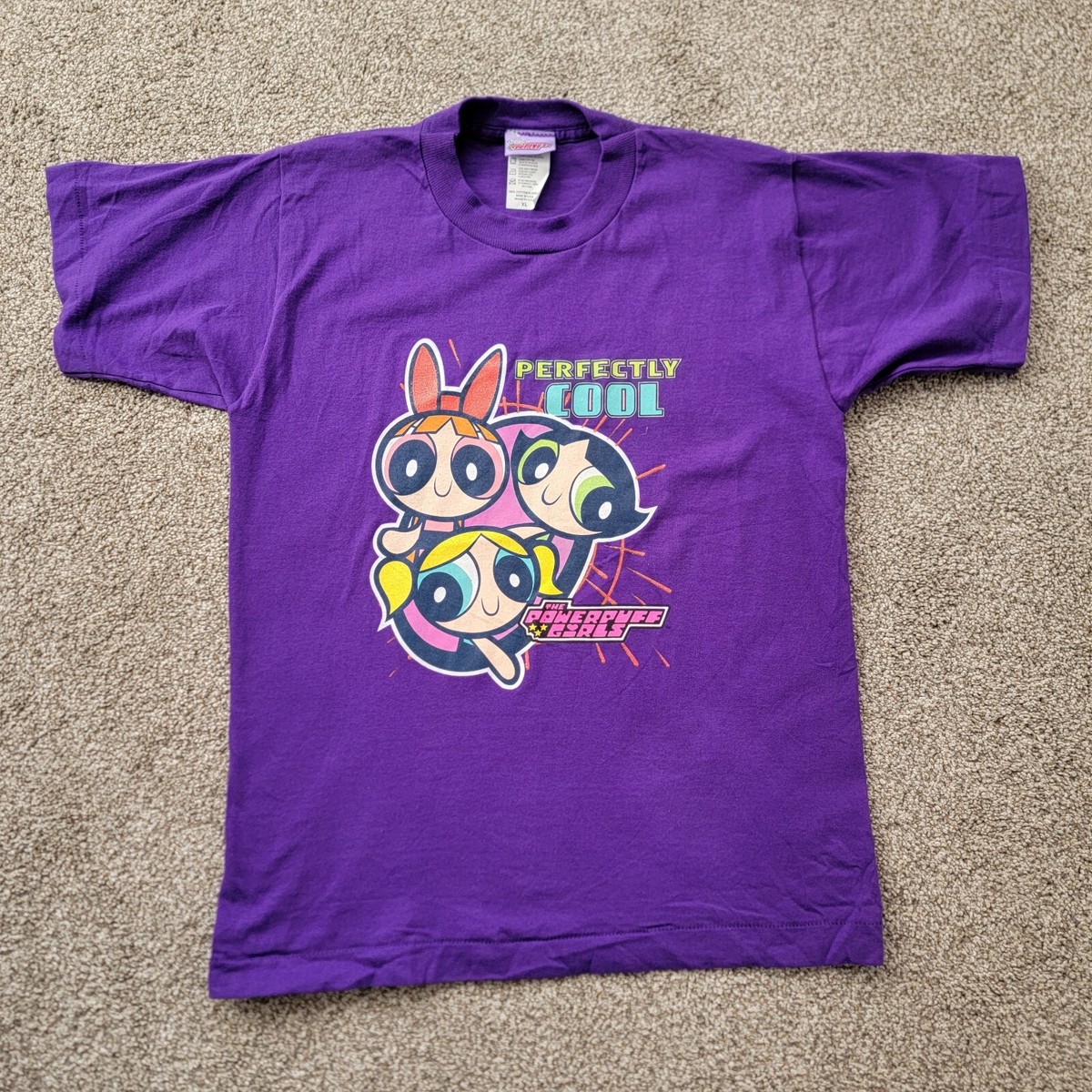 Vintage Y2K Power Puff Girls Purple T-Shirt - Youth Sz XL