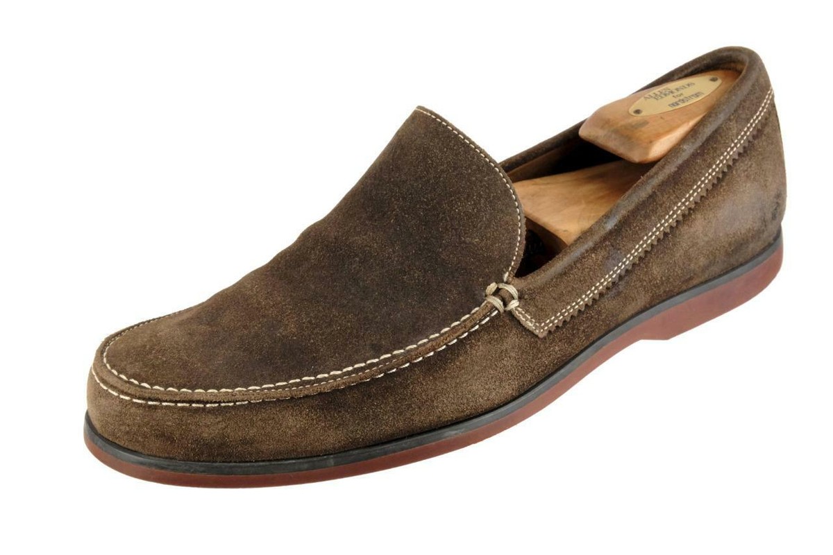 JOHN VARVATOS Sz. 9.5 Loafers Dress Shoes Suede Dark Brown 