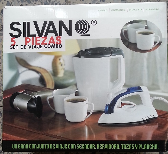 Set de Viaje combo 5 pzas. Secador de Pelo, Plancha de viaje y Hervidor de agua