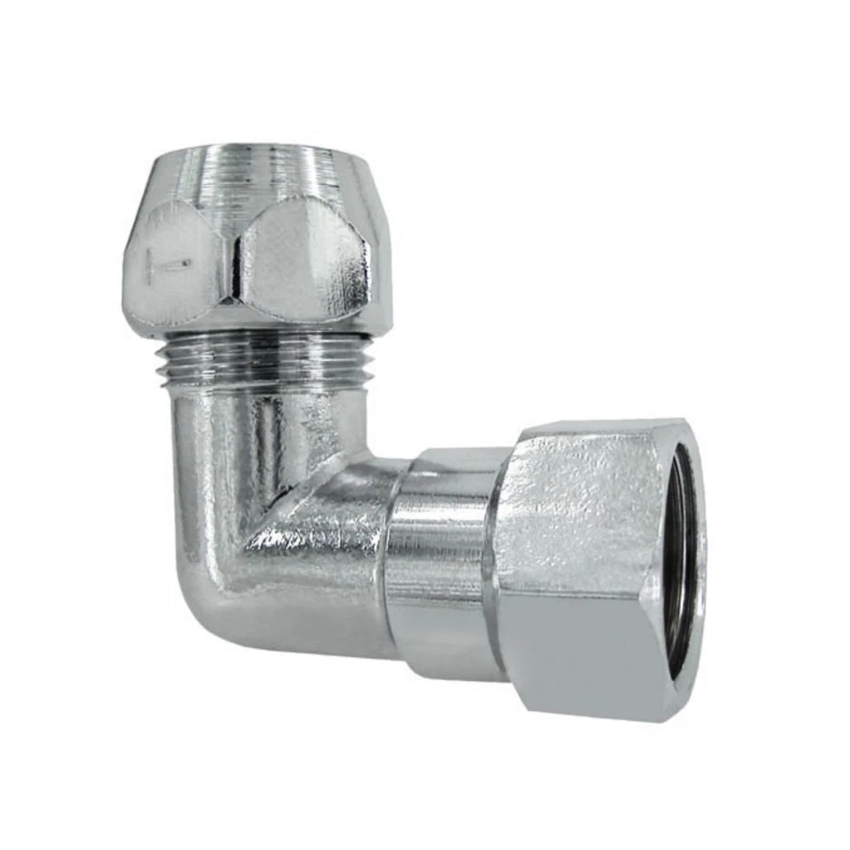 Winkel Verschraubung für Eckventil 3/8 Zoll x 10 mm Quetschverschraubung chrom - Bild 4 von 4