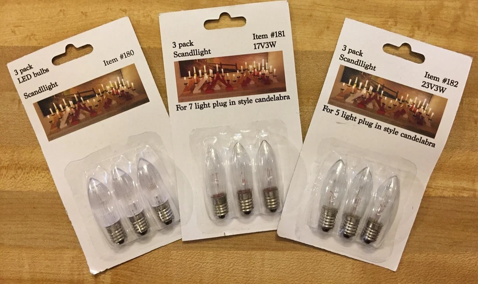 Bulbs for Candelabras, #Scandlights 17V3W, 23V3W, LED Soft Yellow or Bright