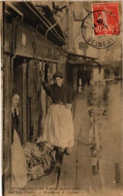 CPA PARIS Rue St-Charles Marchande de Legumes INONDATIONS 1910 (605200)