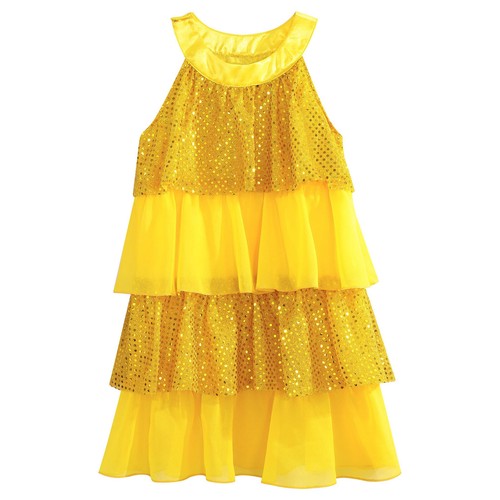 Kids Girls Sequins Ballerina Dress Halloween Ruffled Disco Jazz Performance - Picture 9 of 70