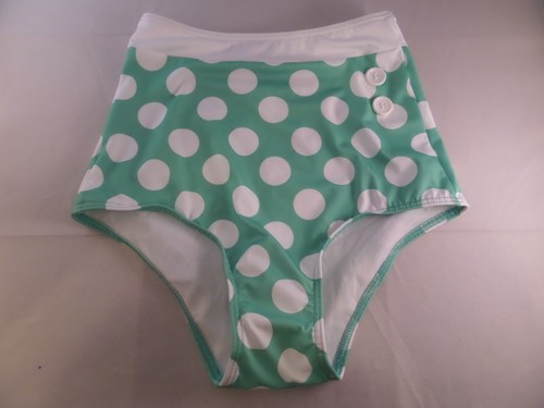 NWOT HIgh Dive Seasons of the Sun Bikini Bttm Highwaist Green w/Polka dots Sz XS - Imagen 1 de 3