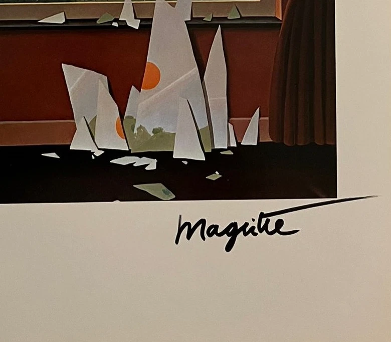 René Magritte, Litografía Original Firmada a Mano con Certificado de Autenticidad y Valoración de $3,500 Foto 3 de 4