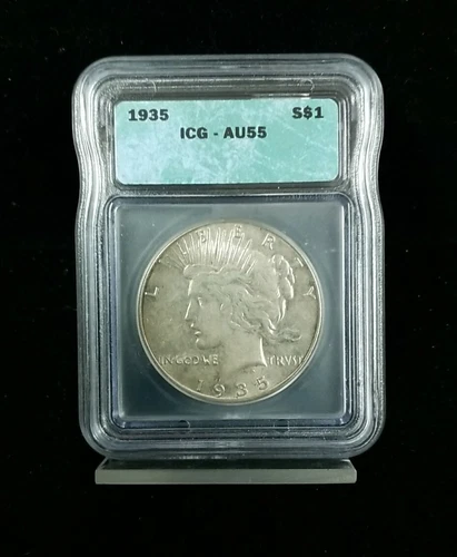 1935 PEACE US Peace Silver Dollar S$1  - ICG GRADED AU55 #0364