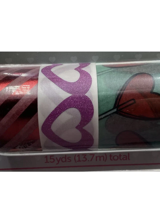 3 rollos de cinta Washi roja/rosa tubo planificador suministro amor boda día de San Valentín Foto 4 de 4